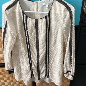 J crew silk lace long sleeved top